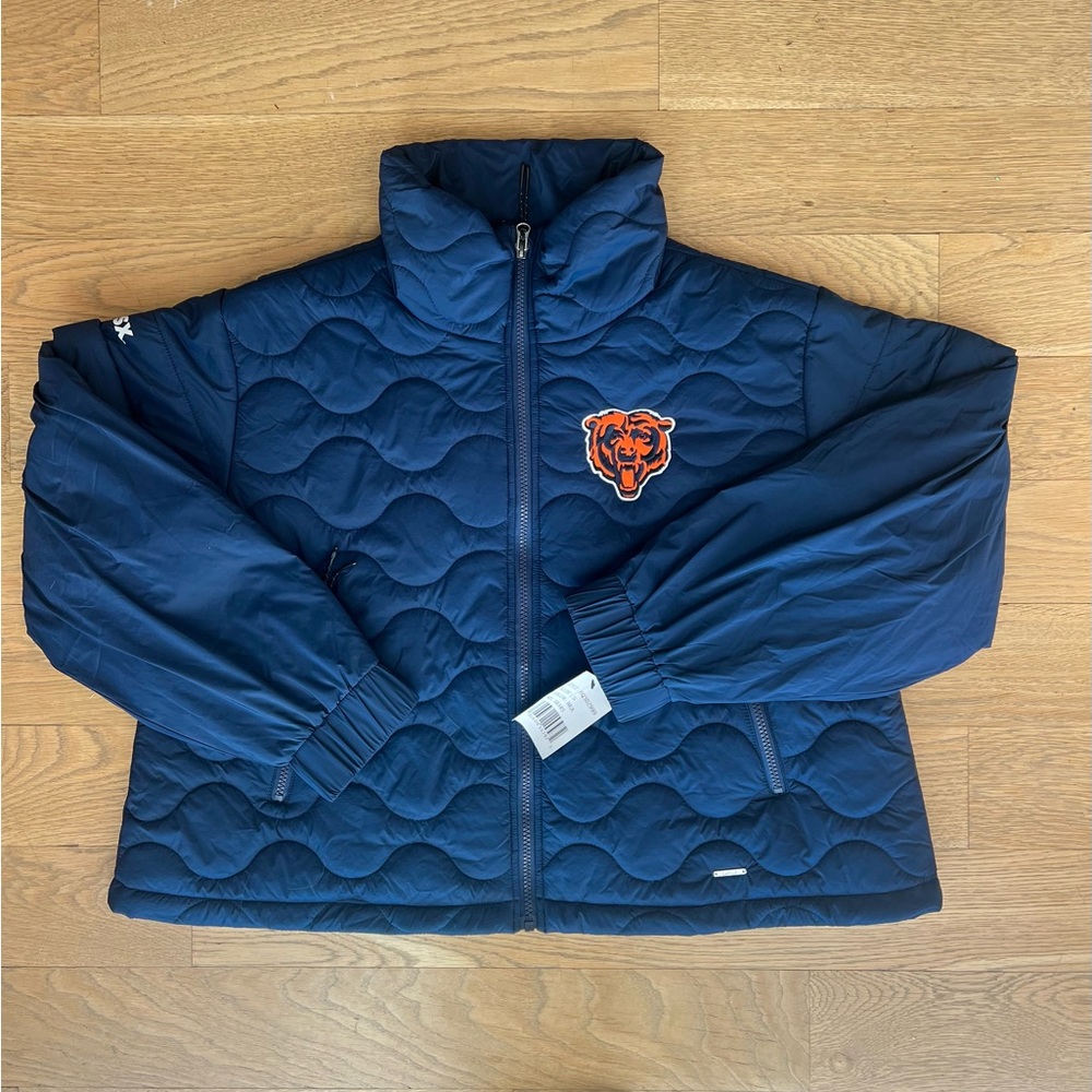 NFL Chicago Bears Quilted Puffer Jacket - Navy and Orange